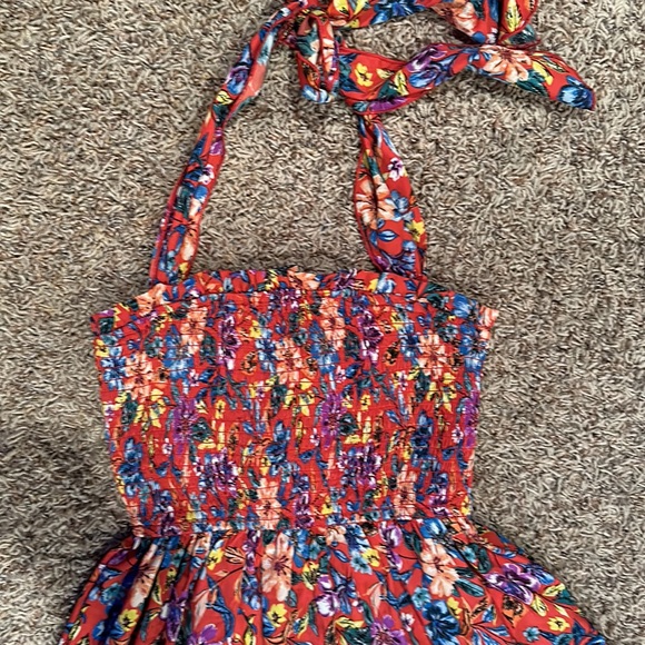 B.O.G Collective. Floral Tie Dress Women’s XS red with multi color flowers - Picture 6 of 11